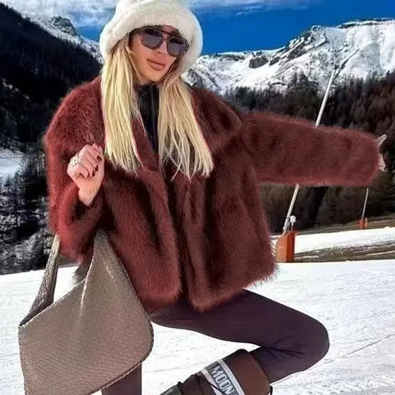Faux Fur Coat Female Short Chic hercurva