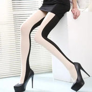 Ladies two-tone stitching pantyhose hercurva