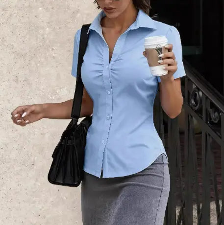A Slim-fit Elegant White-collar Shirt hercurva