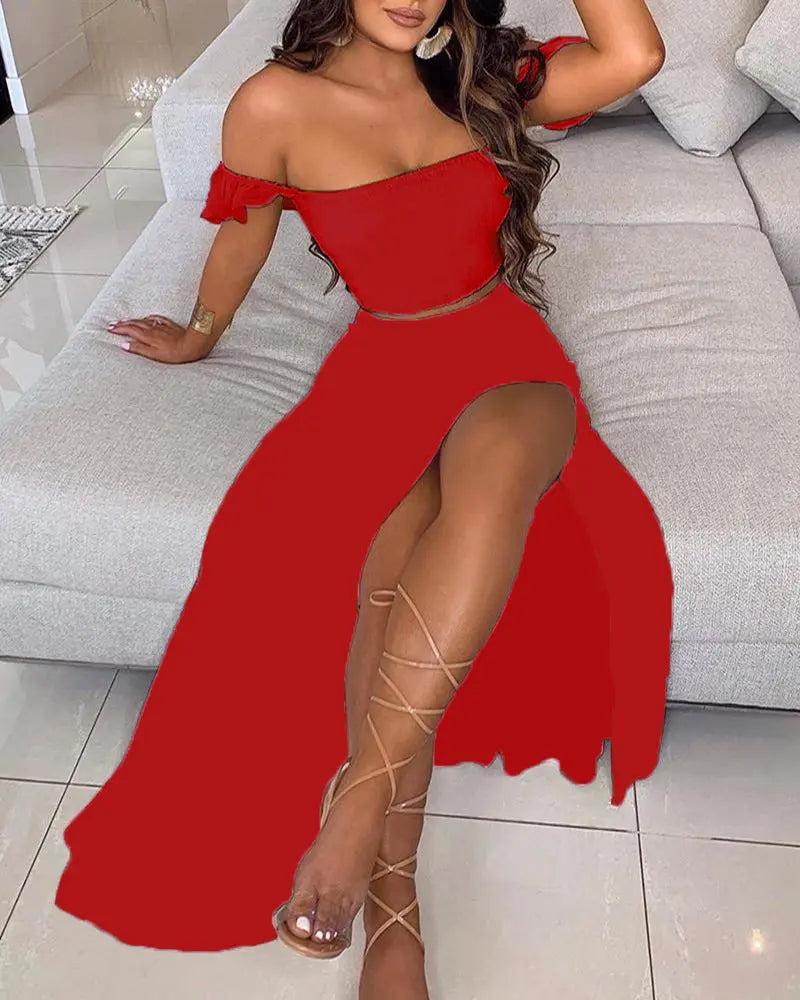 Summer Slim French Bohemian Print Mid-Length Retro Tube Top Suit Dress Women hercurva