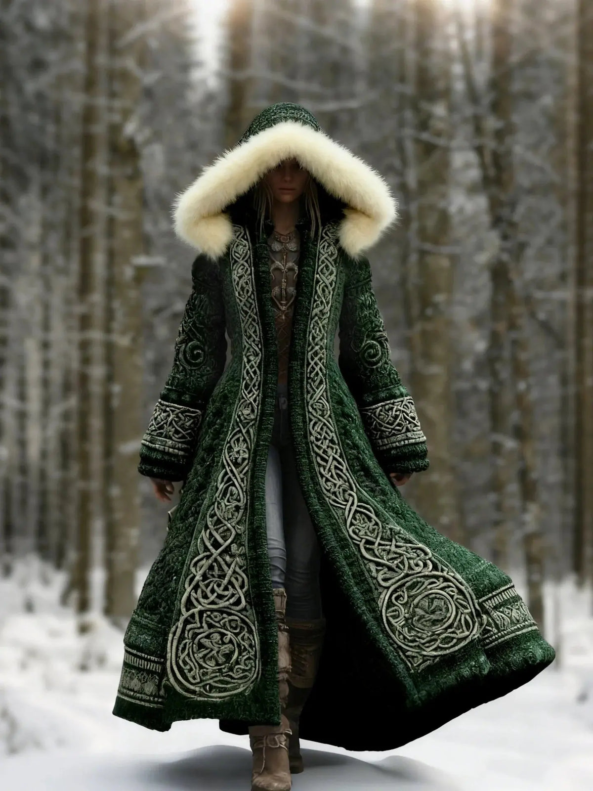 Long Loose-fitting Hooded Coat With A 3D Digital Print hercurva