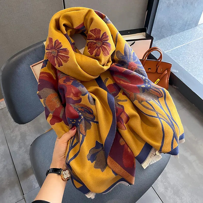 Double-sided Winter Thicken Thermal Scarf Temperament Shawl Outer Match hercurva
