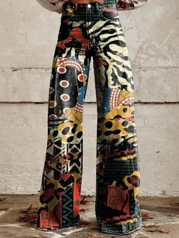 Thin Faux Denim Wide-leg Pants hercurva