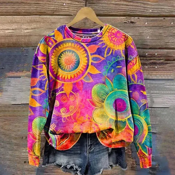 Women's Printed Drop-shoulder Sweater hercurva