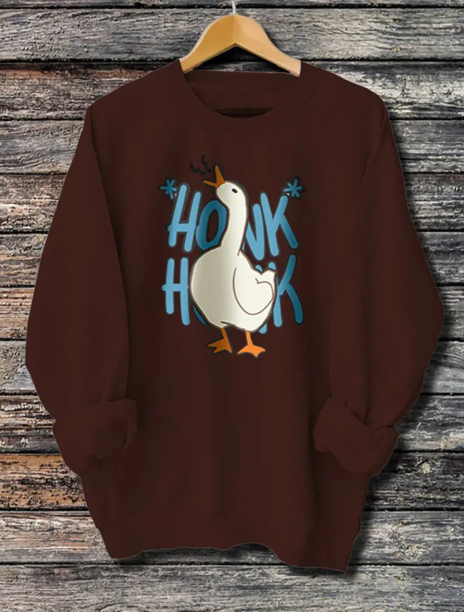 Women's Long Sleeved Honk Honk Printed Hoodie hercurva
