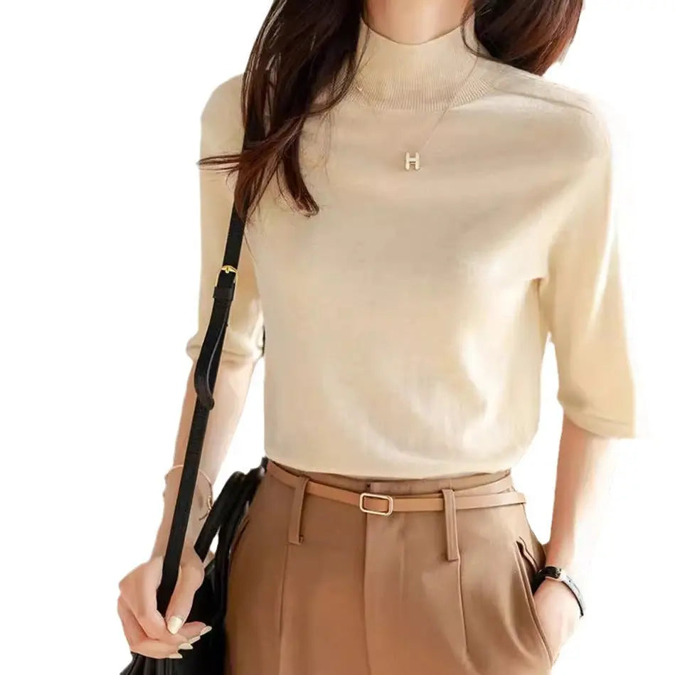Women's Mid-sleeve Top, Base Layer, Thin Sweater hercurva