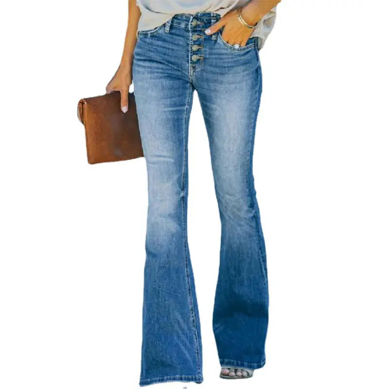High Waist Bell Bottom Jeans Trendy Wear Washed Out Street Style Women's Denim Pants hercurva