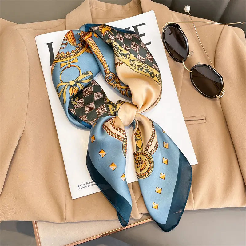 Artificial Silk Striped High-grade Korean Style Stylish Beach Arm Bag Silk Scarf hercurva