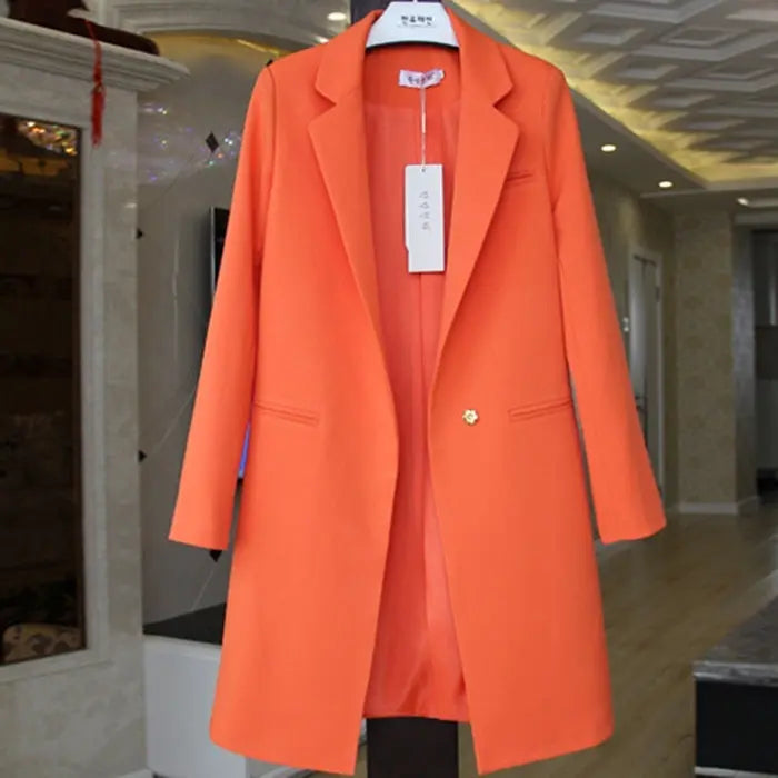 Mid-length Suit Spring Women's Long Sleeve Plus Size Nylon Slimming Versatile Straight Style hercurva