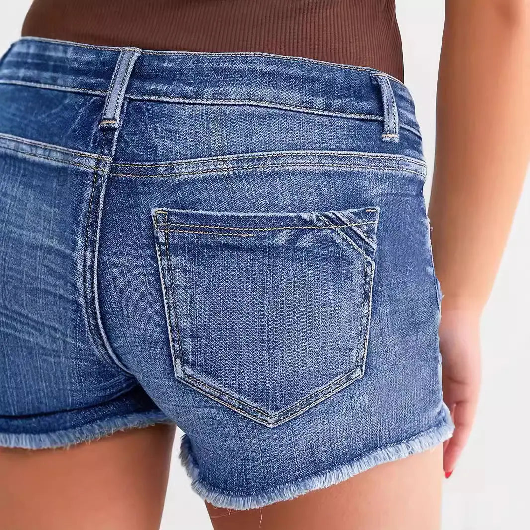 Ladies Ripped Wadding Button Shorts hercurva