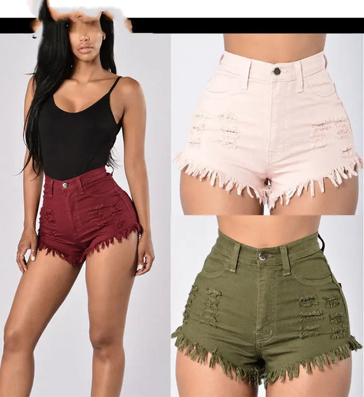 Stretch Sexy Frayed Denim Shorts Women's Hot Pants hercurva