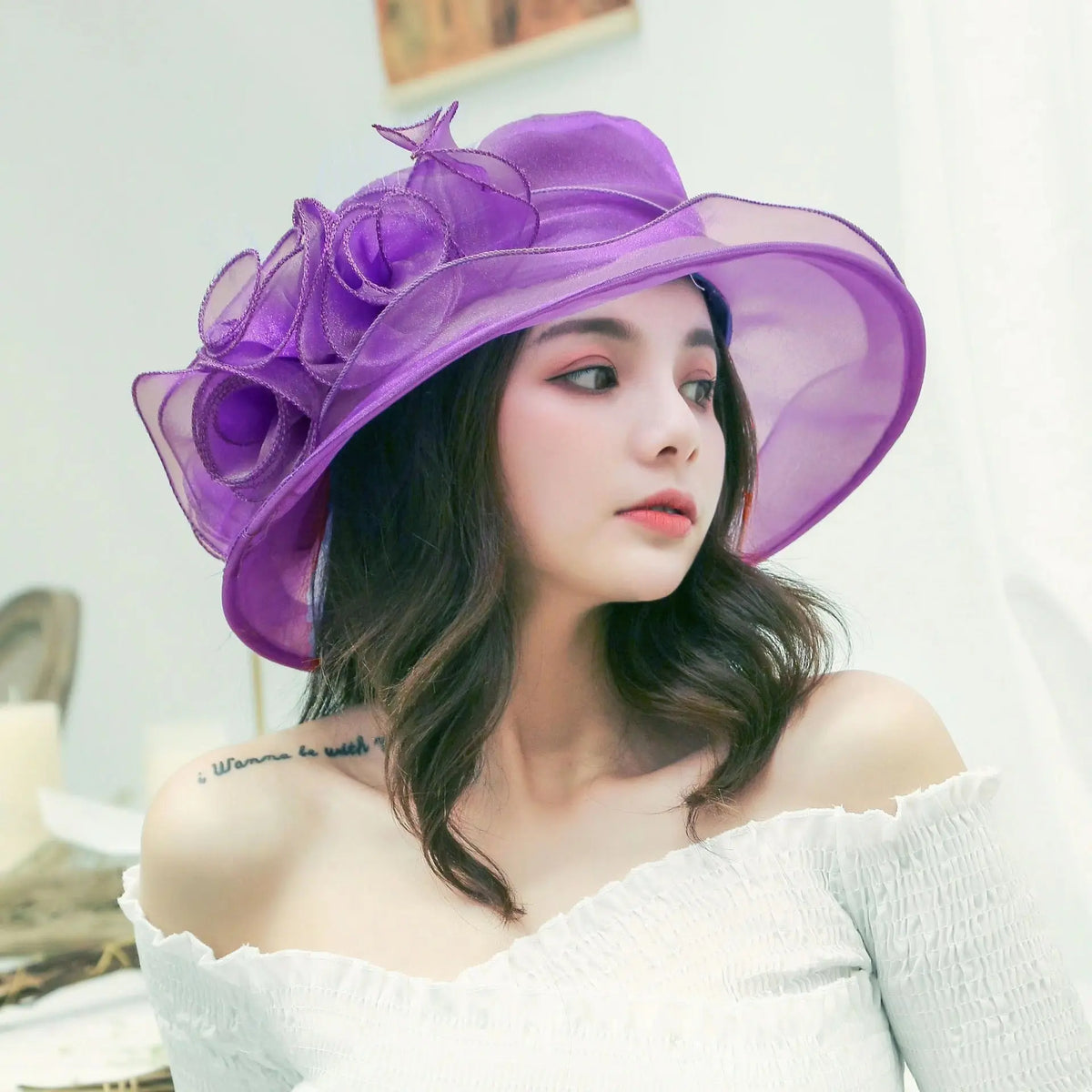 Women's Sun Hat Mesh Bowler Hat Organza Summer Sun Hat hercurva