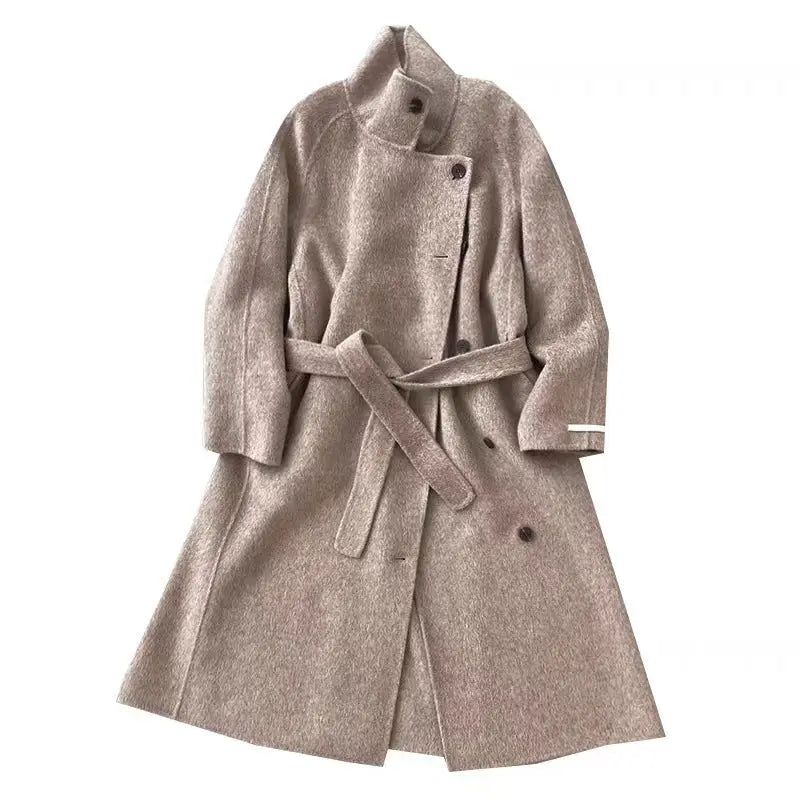 Loose-fitting Double-faced Cashmere Coat, Extra-thick Wool Overcoat hercurva