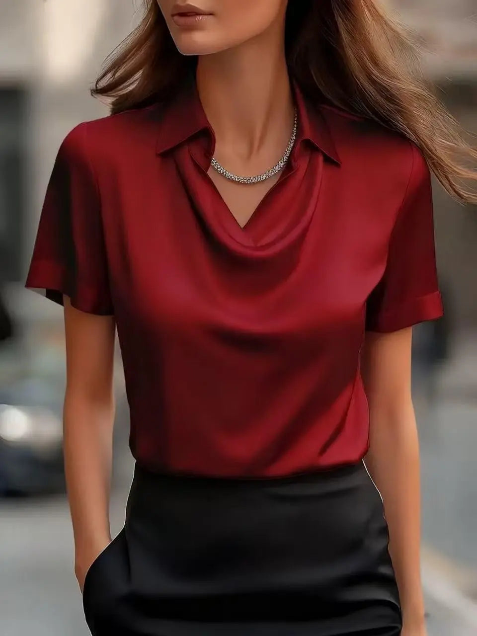 Simple Boat-neck Blouse For Women hercurva