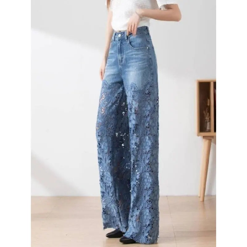 Women's Stitching High Waist Wide Leg Pants hercurva