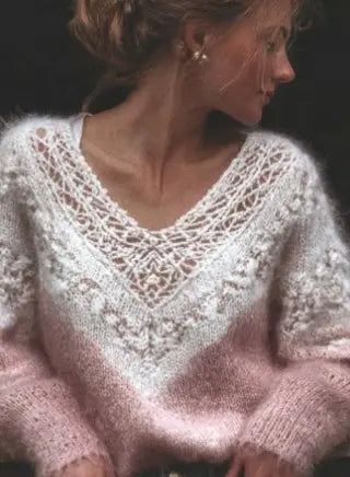 Womens Digitalprint Vneck Loose Sweater With A SoftCozy Feelperfect For Casual Wear hercurva