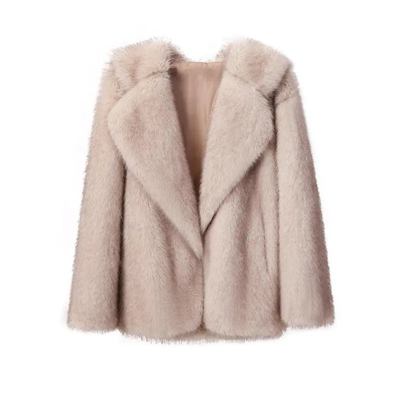 Lapel Leather Fur Coat Women's Artificial Wool Clip Coat hercurva