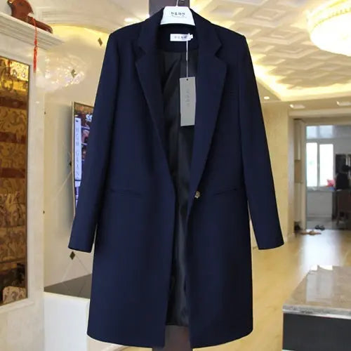 Mid-length Suit Spring Women's Long Sleeve Plus Size Nylon Slimming Versatile Straight Style hercurva
