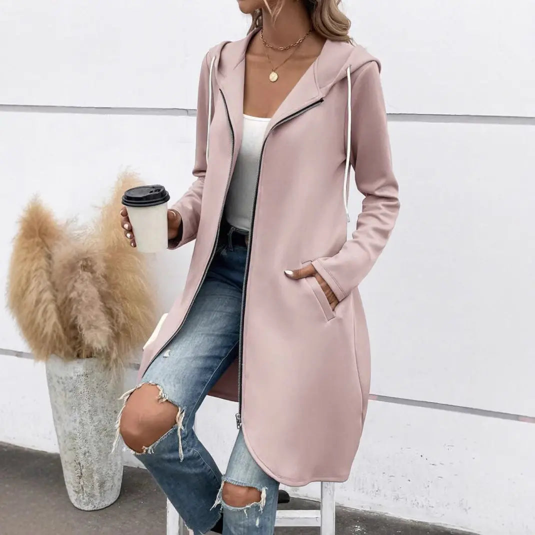 Personality Street Zip Hooded Long Velvet Lining Sweatshirt hercurva