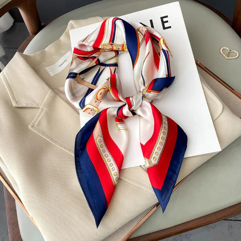 Artificial Silk Striped High-grade Korean Style Stylish Beach Arm Bag Silk Scarf hercurva
