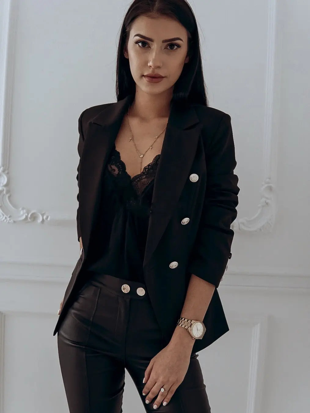 Metal button double breasted Blazer woman hercurva
