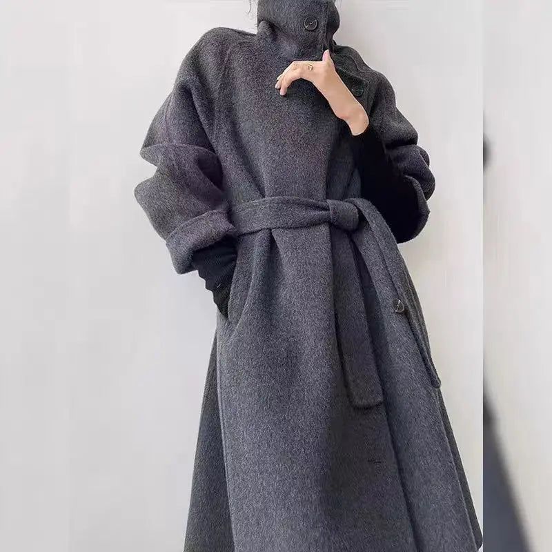 Loose-fitting Double-faced Cashmere Coat, Extra-thick Wool Overcoat hercurva