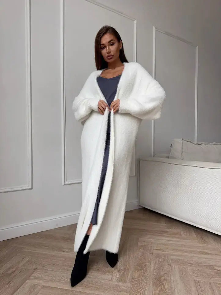 Imitation Mink White Sweater Cardigan Coat Women's Loose hercurva