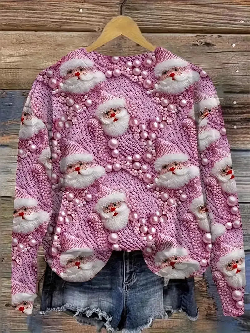 Women's Pullover Christmas Pattern Round Neck Sweatshirt hercurva
