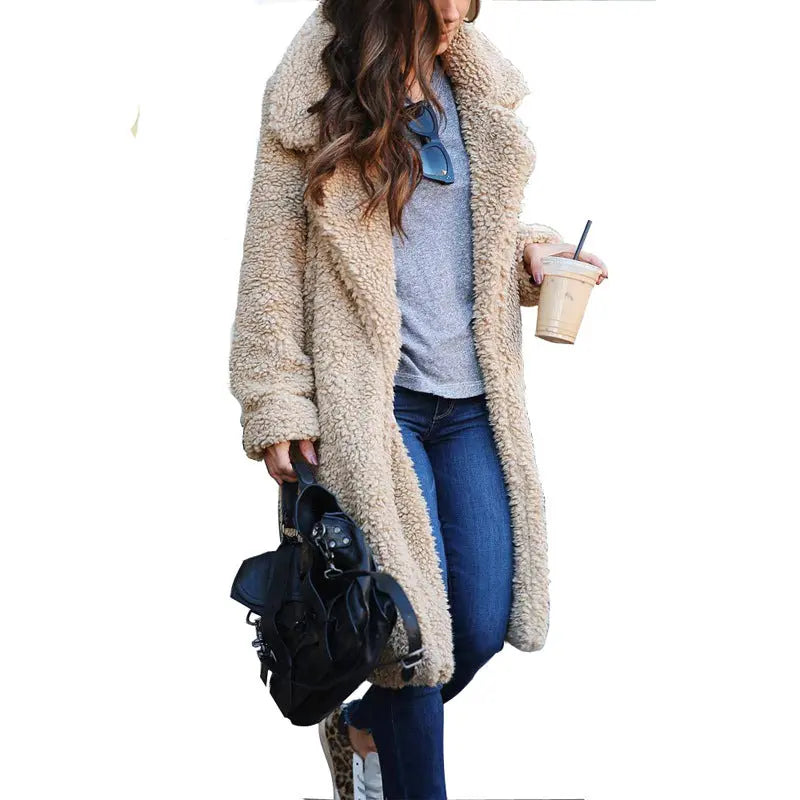 Long sleeve lapel lamb wool coat hercurva