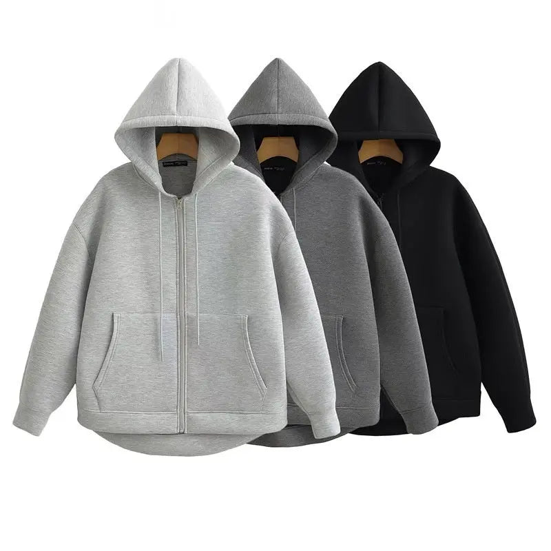 Winter Zipper High Street Double Pocket Oversized Loose Sweater hercurva