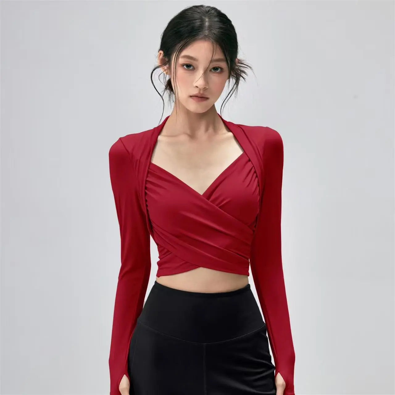 Fitness Top With Chest Pads Yoga WearTight-fitting Long-sleeve Activewear hercurva