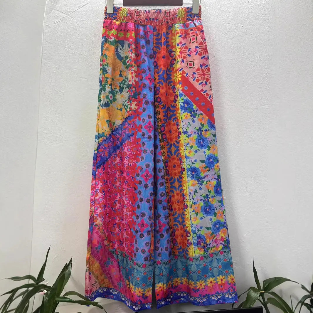 Women's Bohemian Vacation Loose Wide-leg Pants hercurva