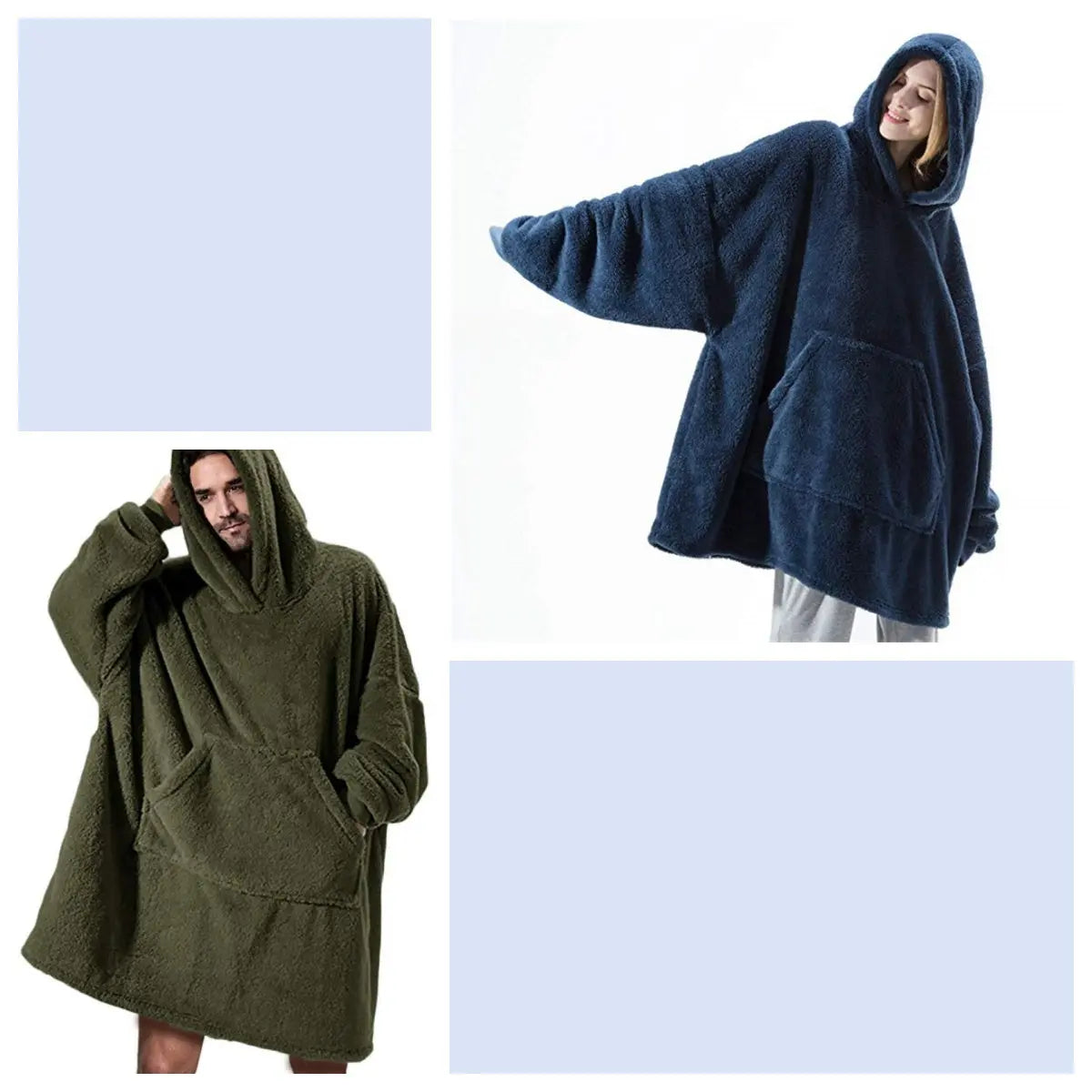 Hoodie Sweatshirt With Big Pocket Tops Sweater Comfortable Loose Double-Sided Fleece Thicker Wearable Blanket hercurva