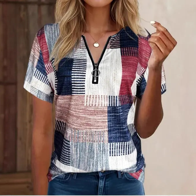 Fashion Casual All-match Square Pattern Short Sleeve hercurva