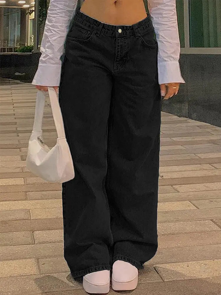 Low Waist Fashion Retro Straight Street Denim Trousers hercurva