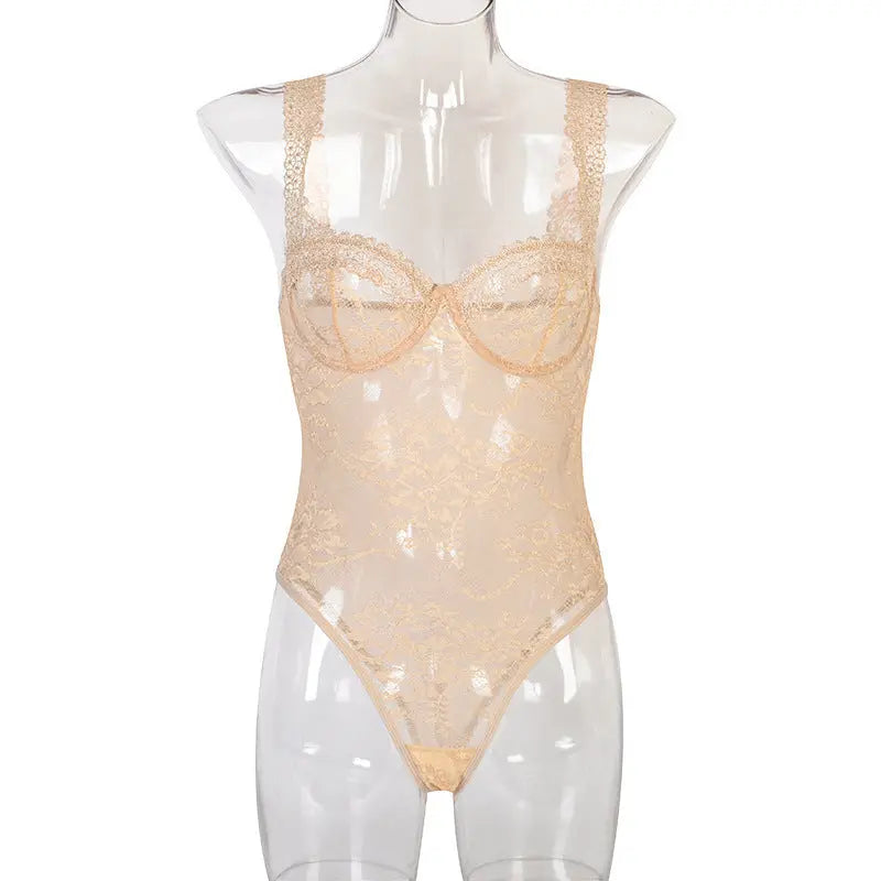 Lace Floral Close-fitting Bodysuit For Women hercurva