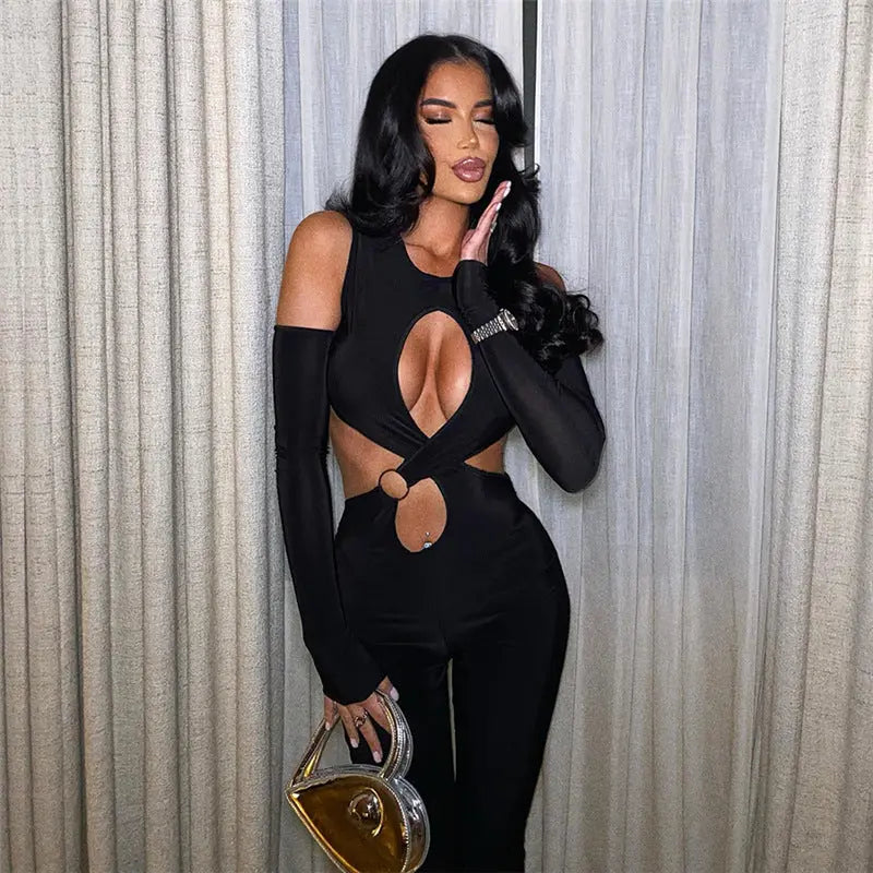 Women's cut-out patchwork bodysuit hercurva