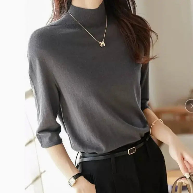 Women's Mid-sleeve Top, Base Layer, Thin Sweater hercurva