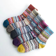 Winter Rhombus Wool Socks Thick Line Medium Tube hercurva