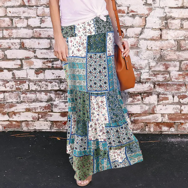 Loose fashion print high waist skirt hercurva