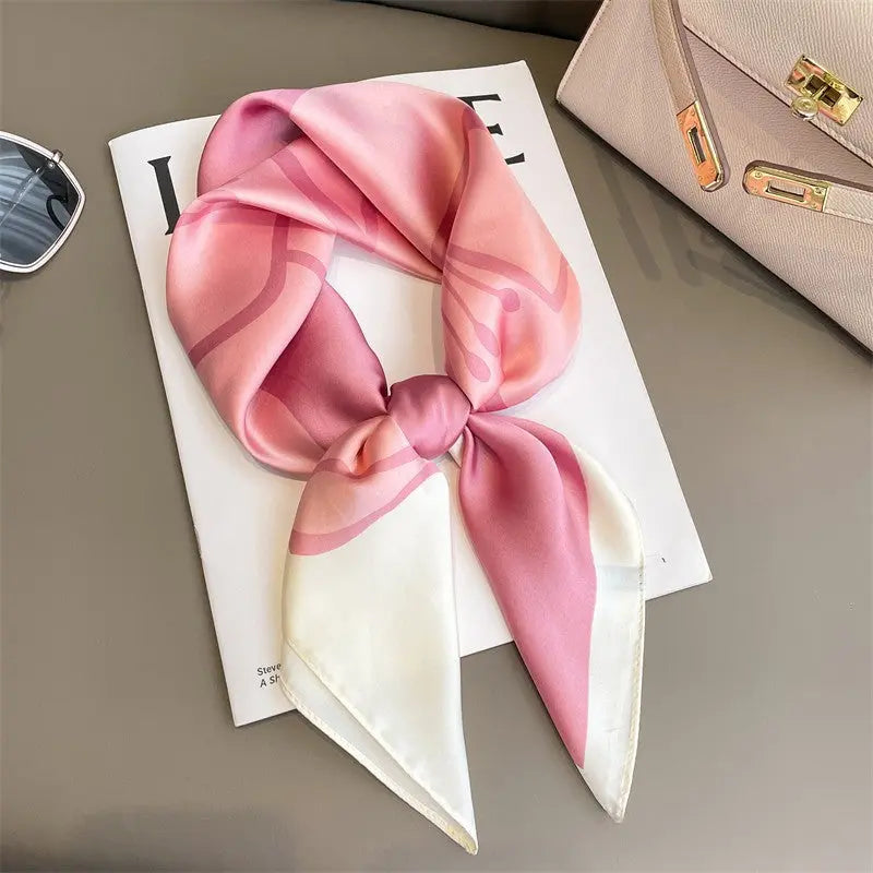 Artificial Silk Striped High-grade Korean Style Stylish Beach Arm Bag Silk Scarf hercurva