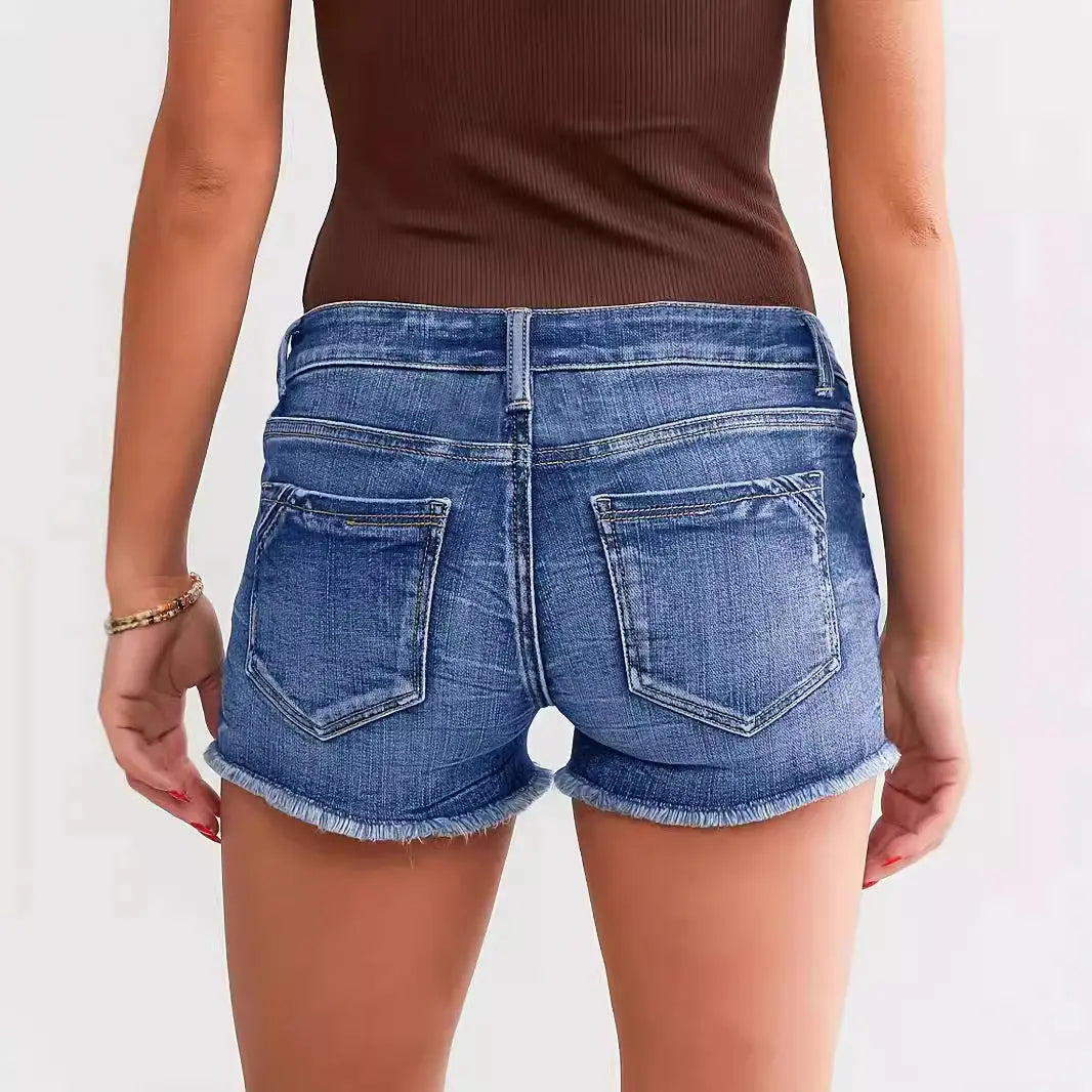 Ladies Ripped Wadding Button Shorts hercurva
