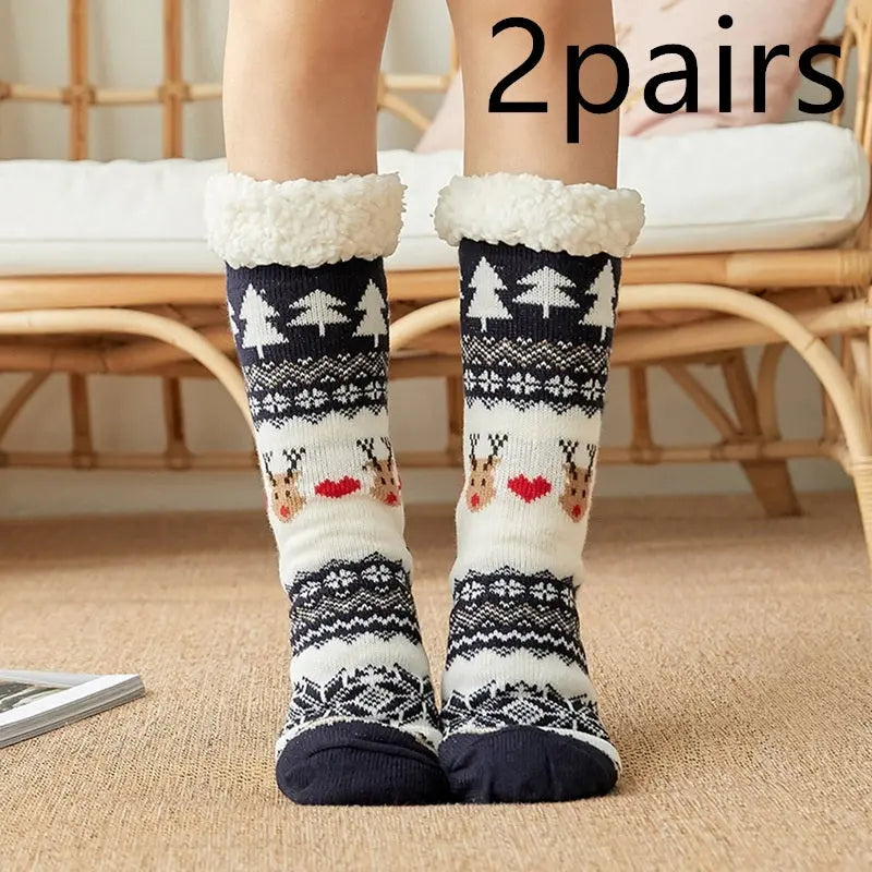 Thicken warm high tube plus velvet floor socks hercurva