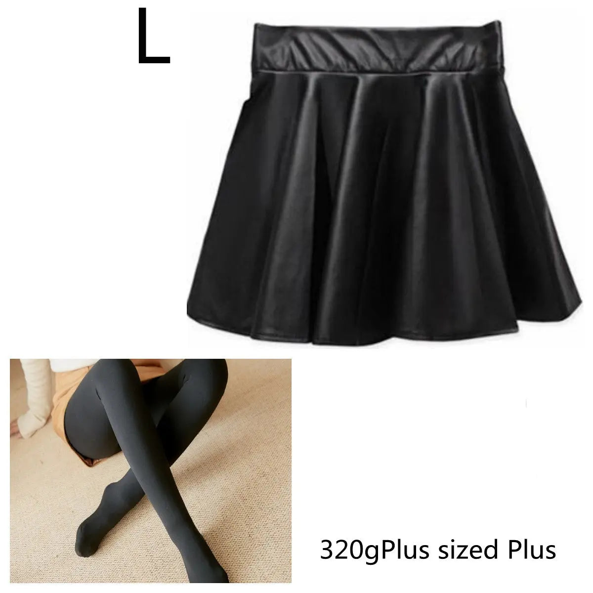 High waist Faux Leather Skirt sun skirt pleated skirt hercurva
