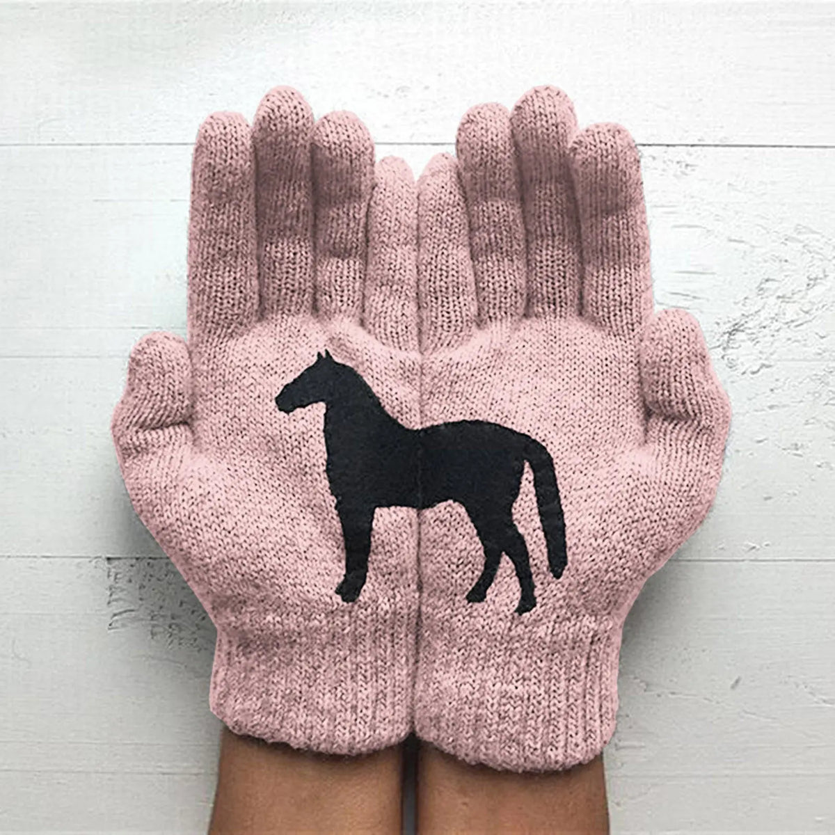 Dark horse print personality fun woolen gloves hercurva