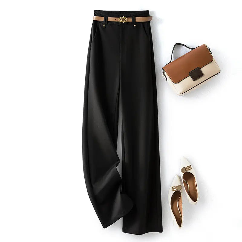 Narrow Wide-leg Pants Women's Autumn New Straight Loose Casual Suit Pants hercurva