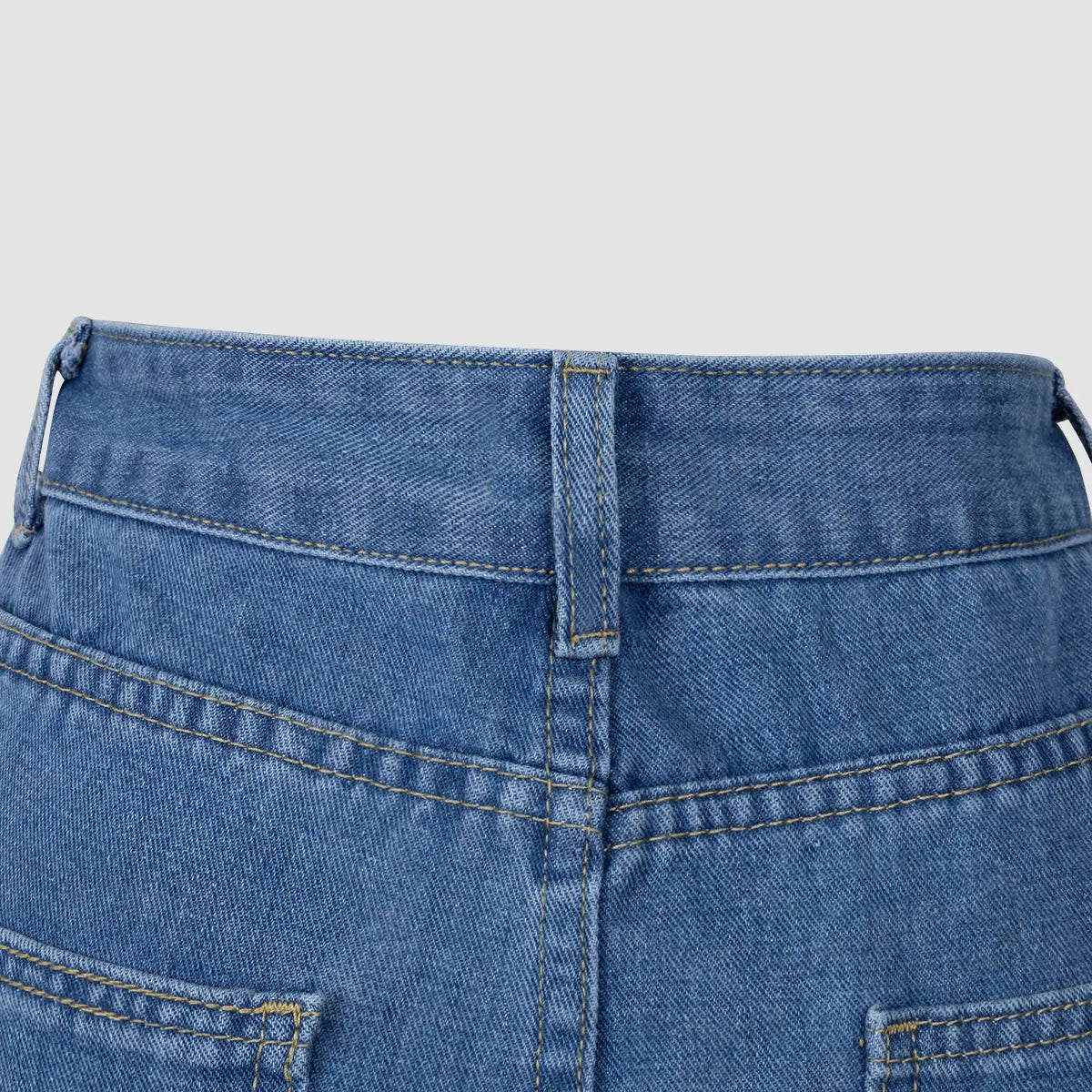 Blue Denim High - Waisted Ultra - Wide - Leg Jeans With Side Slit hercurva