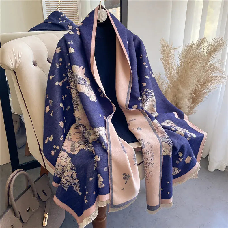 Lady Style Cashmere-like Double-sided Thermal Student Scarf Air Conditioning Shawl hercurva