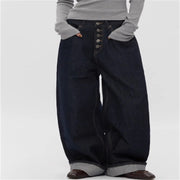 Spring And Autumn Straight Simple Retro Loose Wide-leg Jeans hercurva