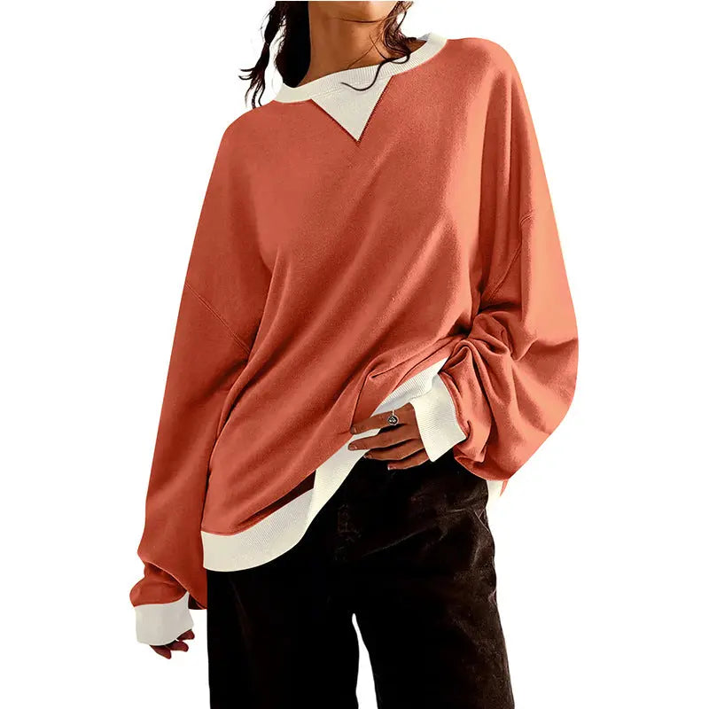 Loose Casual Contrast Color Sweater For Women hercurva